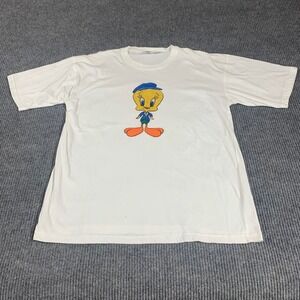VTG Acme Clothing T Shirt‎ Adult Extra Large White Tweety Bird Embroidered 90s